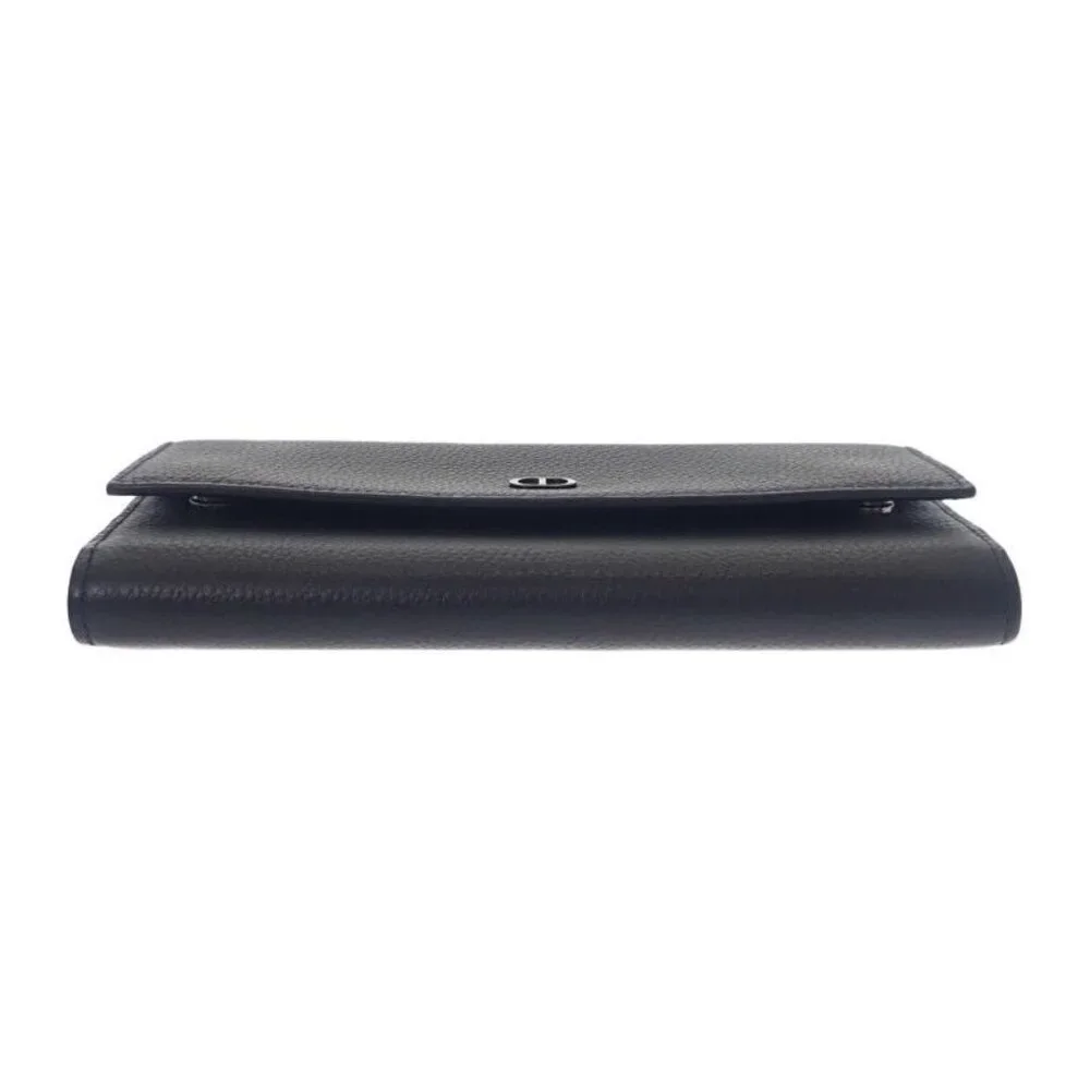 Dior Long Flap Wallet 2 Cdi h00 N Long Wallet Calf Black Silver Hardware